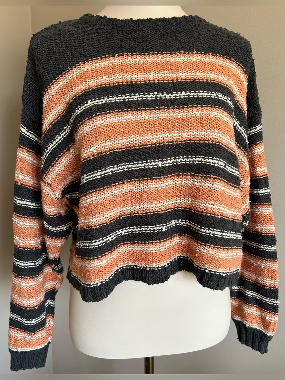 Billabong “She’s a Trip” Striped Cotton Slub Knit Sweater - Oversized.